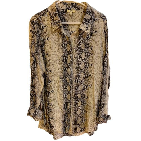 Kori Tops - Kori Women’s Snake Print Button Down Blouse Top